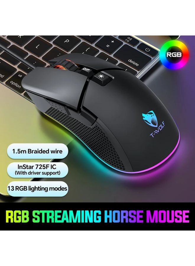 G590 ماوس الألعاب RGB السلكية، ماوس كمبيوتر بصري مريح بمنفذ USB لأجهزة كمبيوتر ويندوز - Image 2