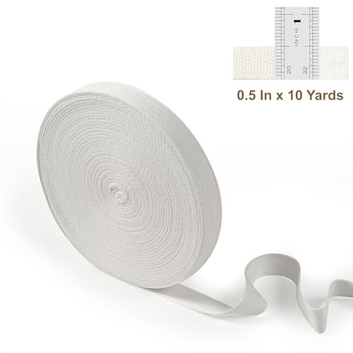 UBCGOTT Cotton Twill Tape Ribbon 1/2 Inch Wide Tape Herringbone Webbing Roll Bias Binding Tapes for Sewing and DIY Crafts, Natural (White, 10 Yards) - Image 2