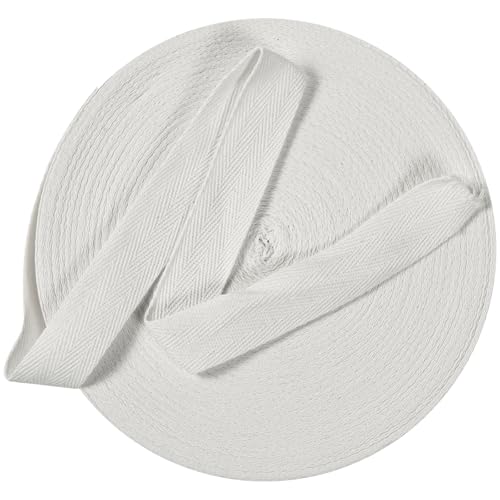 UBCGOTT Cotton Twill Tape Ribbon 1/2 Inch Wide Tape Herringbone Webbing Roll Bias Binding Tapes for Sewing and DIY Crafts, Natural (White, 10 Yards) - Image 1