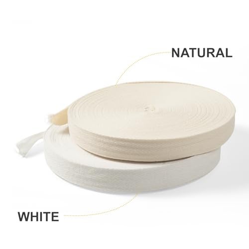 UBCGOTT Cotton Twill Tape Ribbon 1/2 Inch Wide Tape Herringbone Webbing Roll Bias Binding Tapes for Sewing and DIY Crafts, Natural (White, 10 Yards) - Image 3