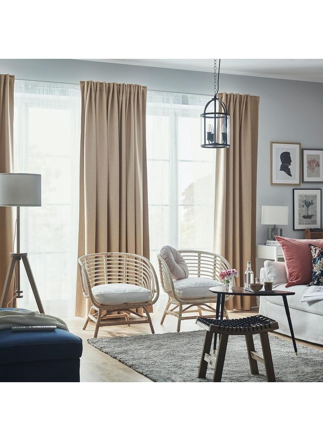 Green Tiger Room darkening curtains, 1 pair, with heading tape/beige, 145x300 cm - Image 2