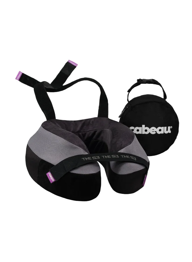 كابو وسادة الذاكرة لتطور الرقبة  | دعم الذقن والرقبة، تبقي الفم مغلقًا، لا إمالة للرأس، الأكثر راحة، تصميم تدفق الهواء ونظام حزام المقعد، للسفر والمنزل، غطاء قابل للغسل - سهم رمادي