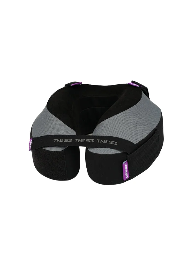 كابو وسادة الذاكرة لتطور الرقبة  | دعم الذقن والرقبة، تبقي الفم مغلقًا، لا إمالة للرأس، الأكثر راحة، تصميم تدفق الهواء ونظام حزام المقعد، للسفر والمنزل، غطاء قابل للغسل - سهم رمادي