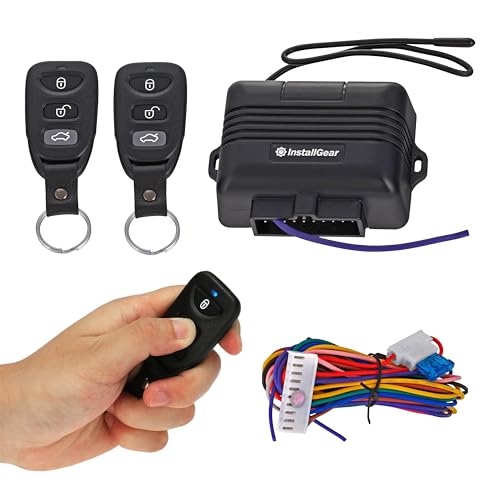 InstallGear Car Alarm Security & Keyless Entry System, Trunk Pop with Two 4-Button Remotes - Car Alarm System - Door Lock/Unlock, Keyless Key Fob for Car/Auto - Image 1
