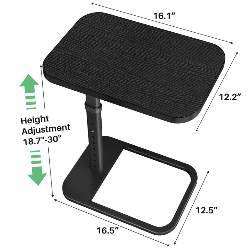 Kitstorack TV Tray Table, Adjustable Height & Rounded Metal Corners, Snack Table for Couch, Sofa, Bed, Chair, Living Room, C Shaped End Side Table for Eating, Dinner or Laptop, Small Spaces, Black - Image 5