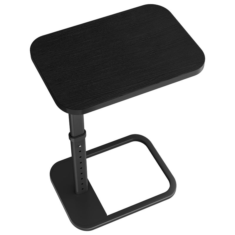 Kitstorack TV Tray Table, Adjustable Height & Rounded Metal Corners, Snack Table for Couch, Sofa, Bed, Chair, Living Room, C Shaped End Side Table for Eating, Dinner or Laptop, Small Spaces, Black - Image 1