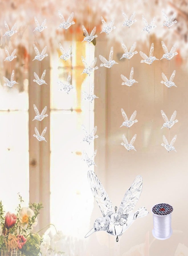Nuptio 50 Pcs Bird Decorations Glass Hanging Ornaments for Easter Tree, Christmas, and Seasonal Decor with 295ft transparent line - Image 1