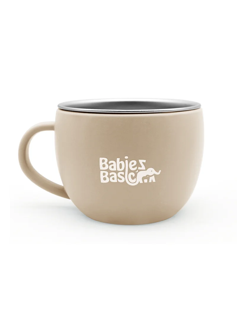 Babies Basic Babies Basic Stainless Steel Cup with Silicone Sleeve for Kids, Beige