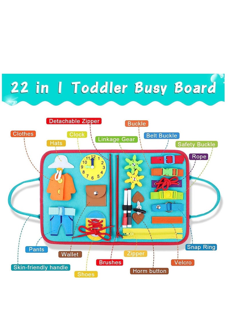 Yoawllty Montessori Toys Busy Board Toys for Girls Boys, Multiple Pages Toddler Toys for Preschool Learning with Zipper Removable - Image 3