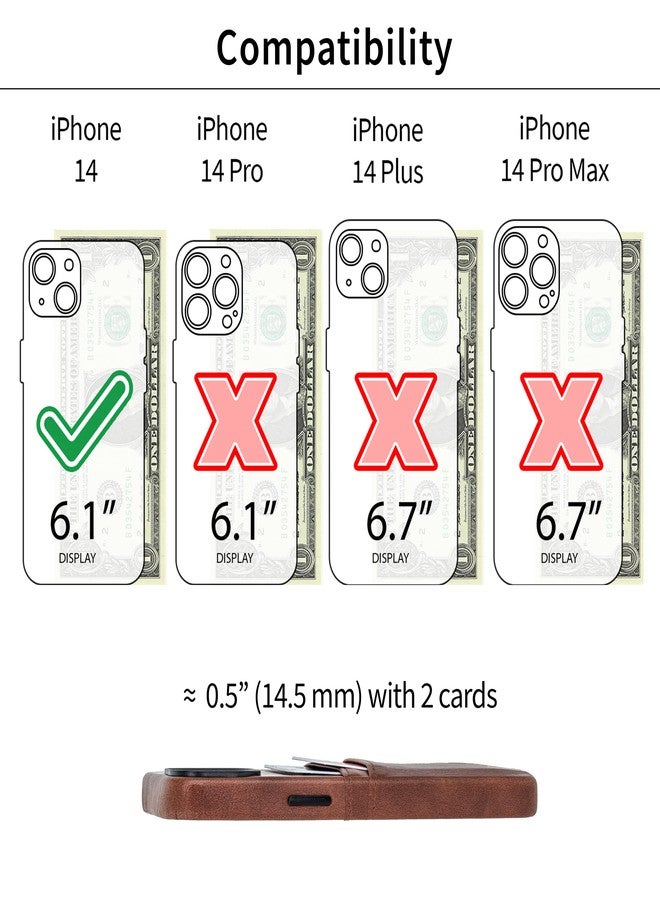 Dockem Card Case for iPhone 14 with Built-in Metal Plate for Magnetic Mounting & 2 Pockets: Exec M2 Premium Synthetic Leather Wallet Case (iPhone 14, Brown) - Image 2