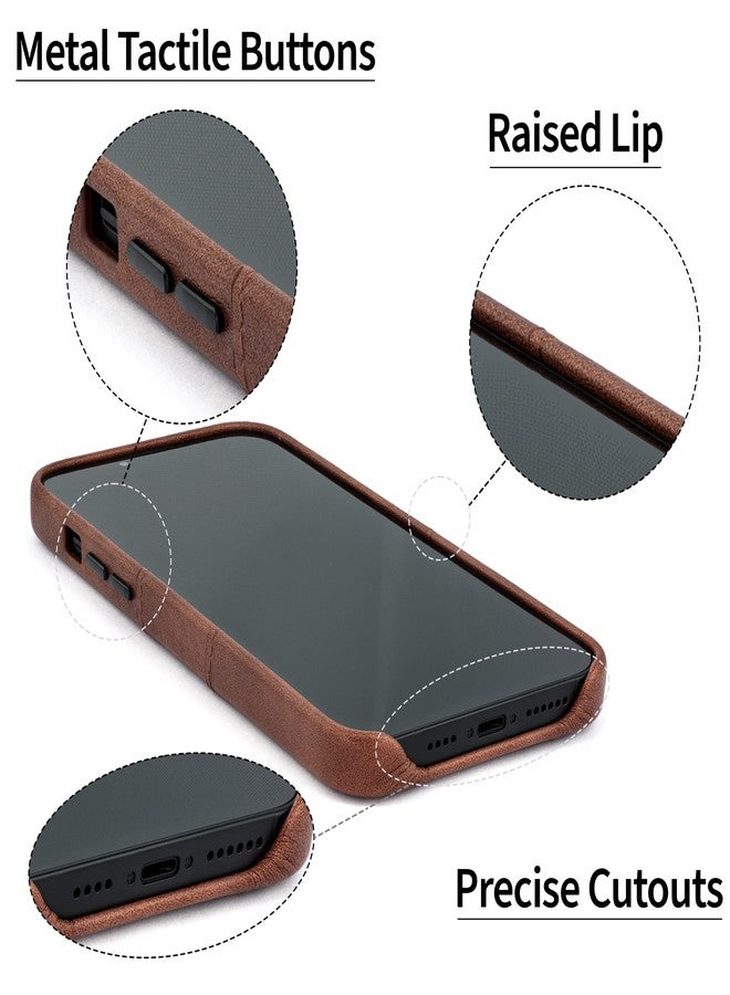 Dockem Card Case for iPhone 14 with Built-in Metal Plate for Magnetic Mounting & 2 Pockets: Exec M2 Premium Synthetic Leather Wallet Case (iPhone 14, Brown) - Image 5