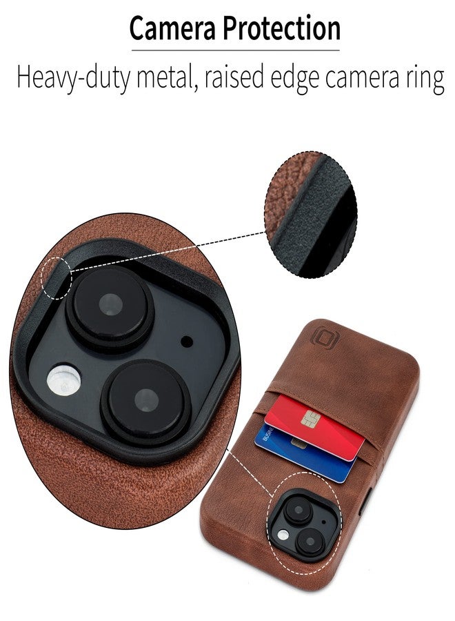 Dockem Card Case for iPhone 14 with Built-in Metal Plate for Magnetic Mounting & 2 Pockets: Exec M2 Premium Synthetic Leather Wallet Case (iPhone 14, Brown) - Image 4