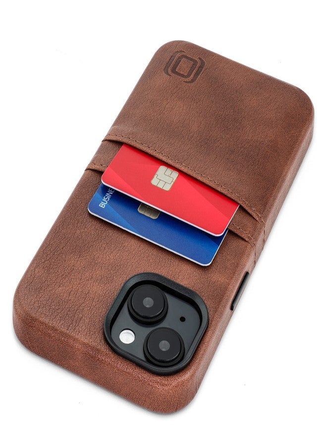 Dockem Card Case for iPhone 14 with Built-in Metal Plate for Magnetic Mounting & 2 Pockets: Exec M2 Premium Synthetic Leather Wallet Case (iPhone 14, Brown) - Image 1