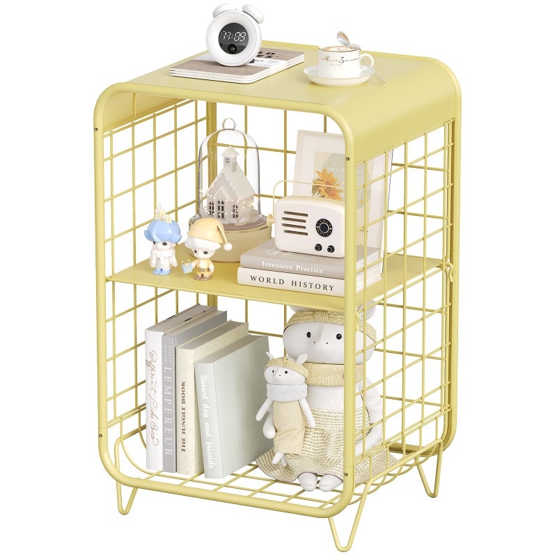 APEXCHASER Cute Nightstand,Metal Side Table,3-Tier Modern End Table with Storage, Small Coffee Tables for Small Spaces,Coffee Table for Living Room, Bedroom,Dorm,Yellow - Image 1