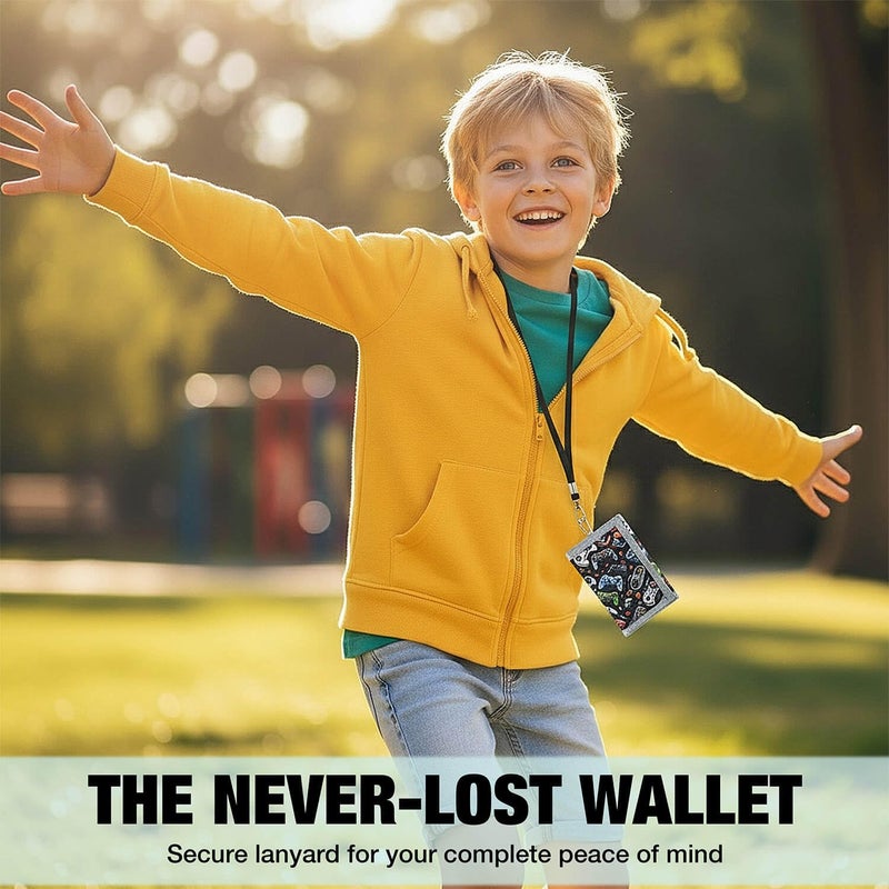 Lamiza Kids Wallet for Boys with Lanyard, Little Boys Wallet for Kids Ages 4-5-6-7-8-9-10-12, Game Gamer Gaming Youth Wallets with Strap, Tri Fold Child Childrens Neck Wallets for Birthday Christmas Gift - Image 2