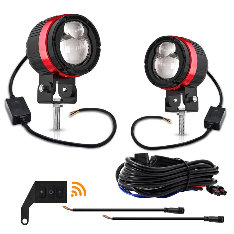 أضواء ضباب قيادة LED حمراء 6 × 15 واط شريحة واردة 6 أنماط إضاءة نمط ضوء منخفض مماس - حاويات LED مصنوعة من ألومنيوم طائقي مقاومة للماء IP68 مصباح مشع للسيارات غير المدرجة والدراجات النارية في الظلام - Image 1