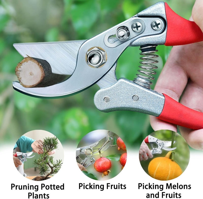 Kynup 2Packs Pruning Shears for Gardening, Garden Shears Scissors Heavy Duty, Bypass Pruner Hand Shears, Tree Trimmers Secateurs, Garden Clippers for Plants, Hedge Shears, Garden Tools (Red) - Image 3