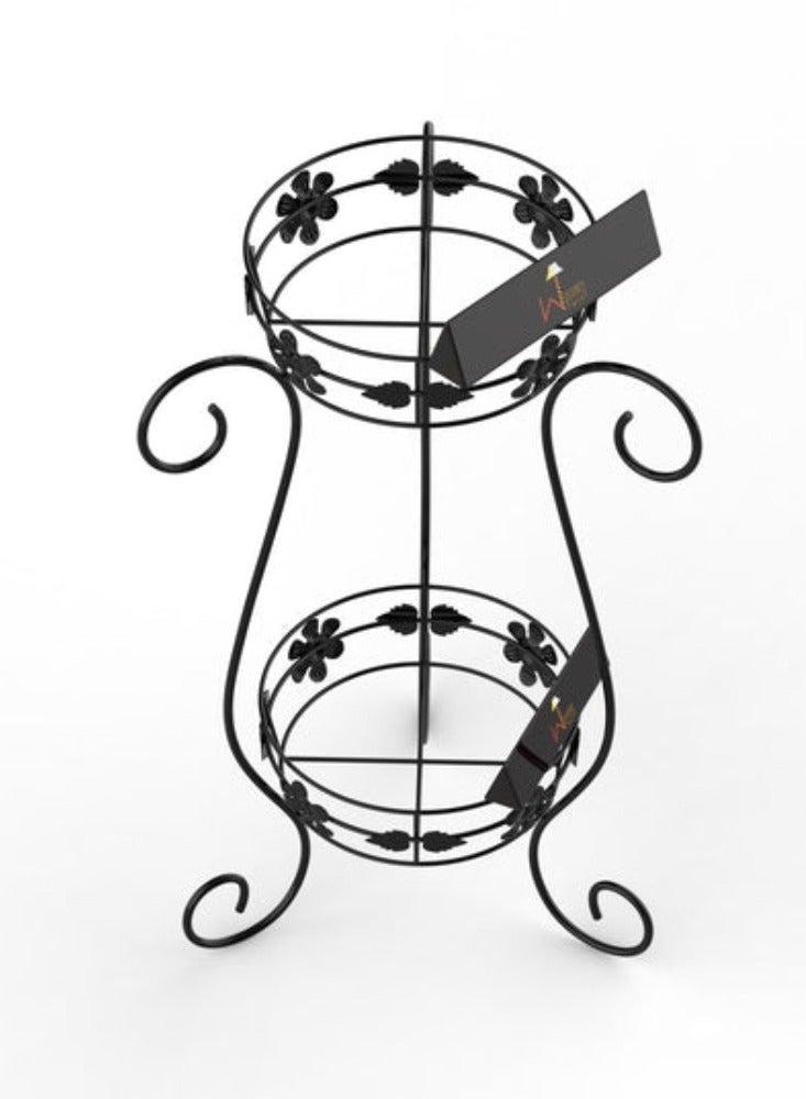 وودن تويست حامل وعاء زهور معدني (أسود)  - Image 4