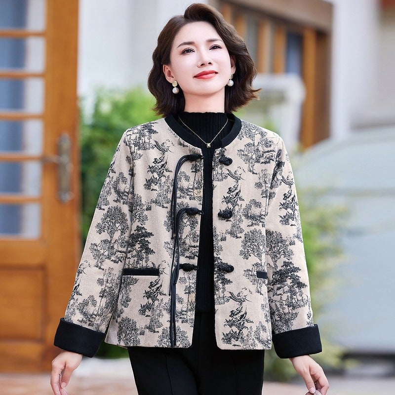 New Chinese Style Mother Autumn Jacket Coat Middle-Aged And Elderly Women'S Western Style National Style Commuter Top - Image 1