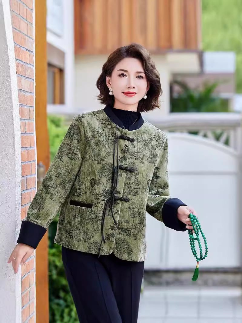 New Chinese Style Mother Autumn Jacket Coat Middle-Aged And Elderly Women'S Western Style National Style Commuter Top - Image 5