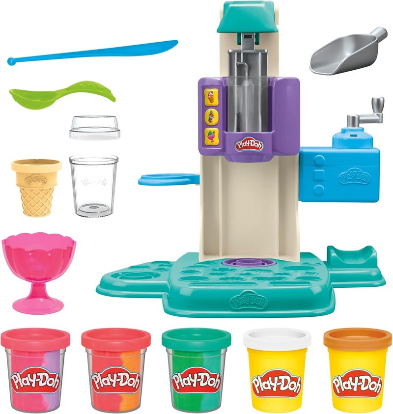 Play-Doh Rainbow Swirl Ice Cream Playset with 7 Accessories for Kids - Image 4
