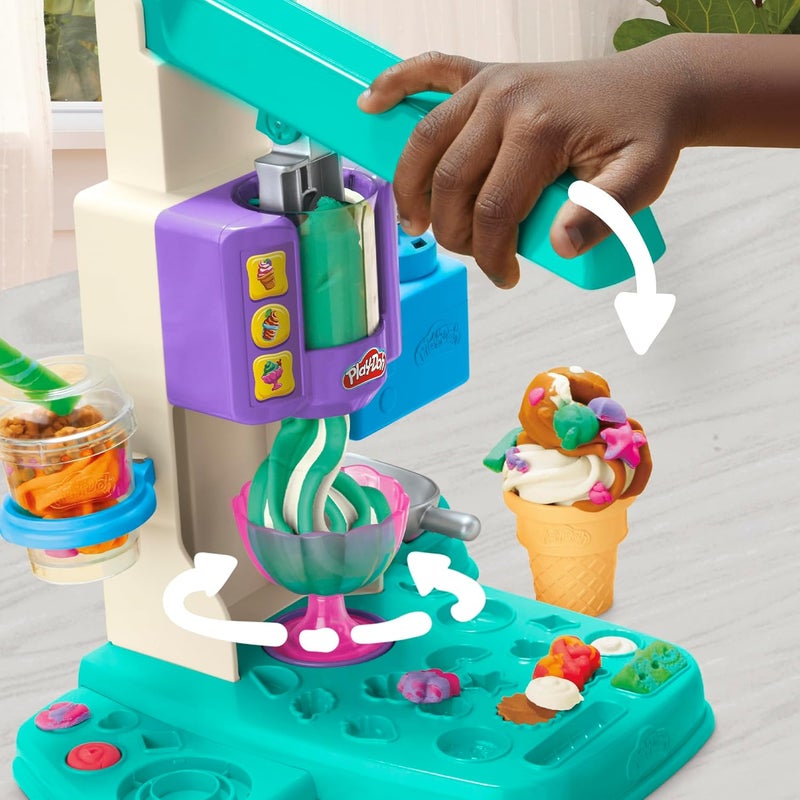 Play-Doh Rainbow Swirl Ice Cream Playset with 7 Accessories for Kids - Image 2