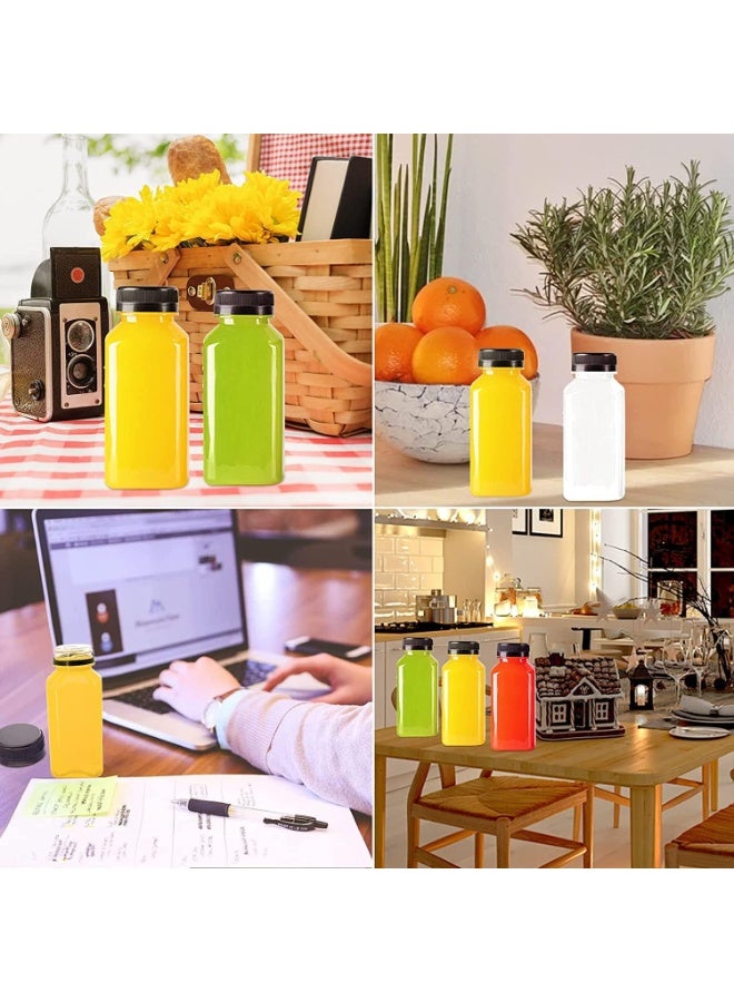 زجاجات عصير بلاستيكية سعة 250 مل مع أغطية، فارغة شفافة بأغطية سوداء شفافة للعصير والعصائر والمشروبات الأخرى، عبوة من 12 زجاجة - Image 3