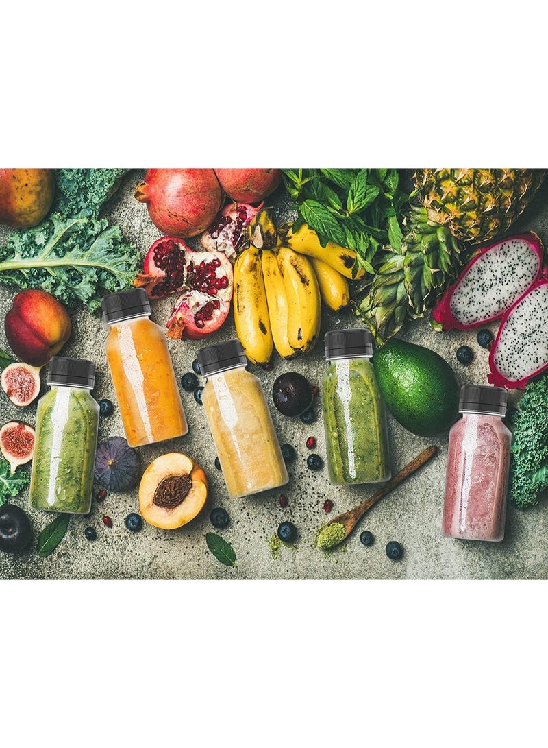 زجاجات عصير بلاستيكية سعة 250 مل مع أغطية، فارغة شفافة بأغطية سوداء شفافة للعصير والعصائر والمشروبات الأخرى، عبوة من 12 زجاجة - Image 4