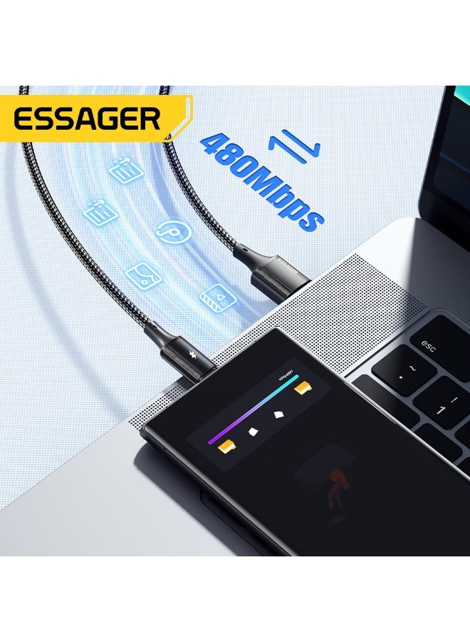 ايساجر كابل شحن سريع Essager 120 واط USB-C - USB-A إلى USB-C (6A) - مضفر من النايلون - 1 متر - Image 5