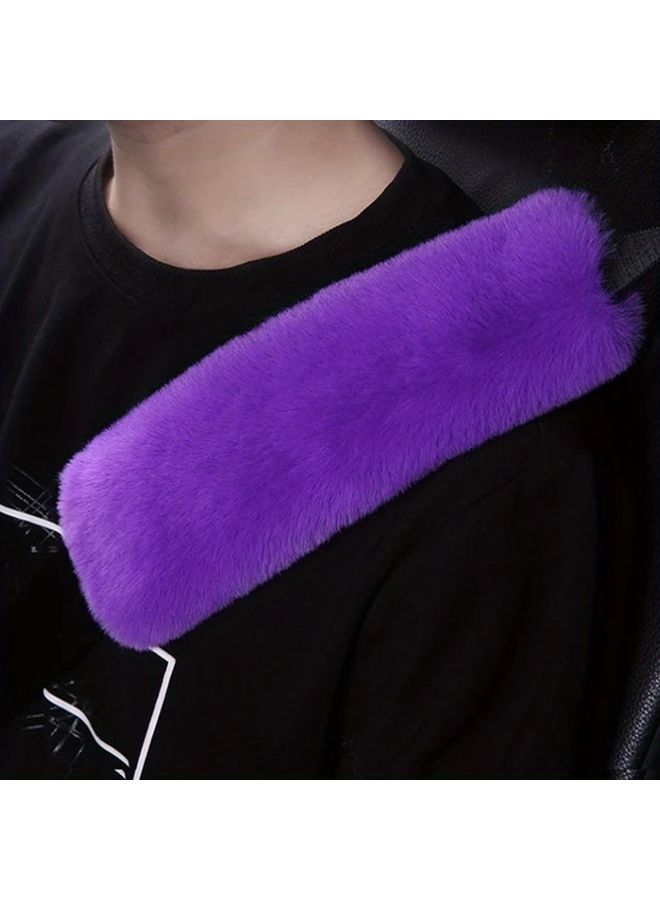 Beige Universal Plush Faux Fur Car Seat Shoulder Cover Winter Car Accessories - Image 3