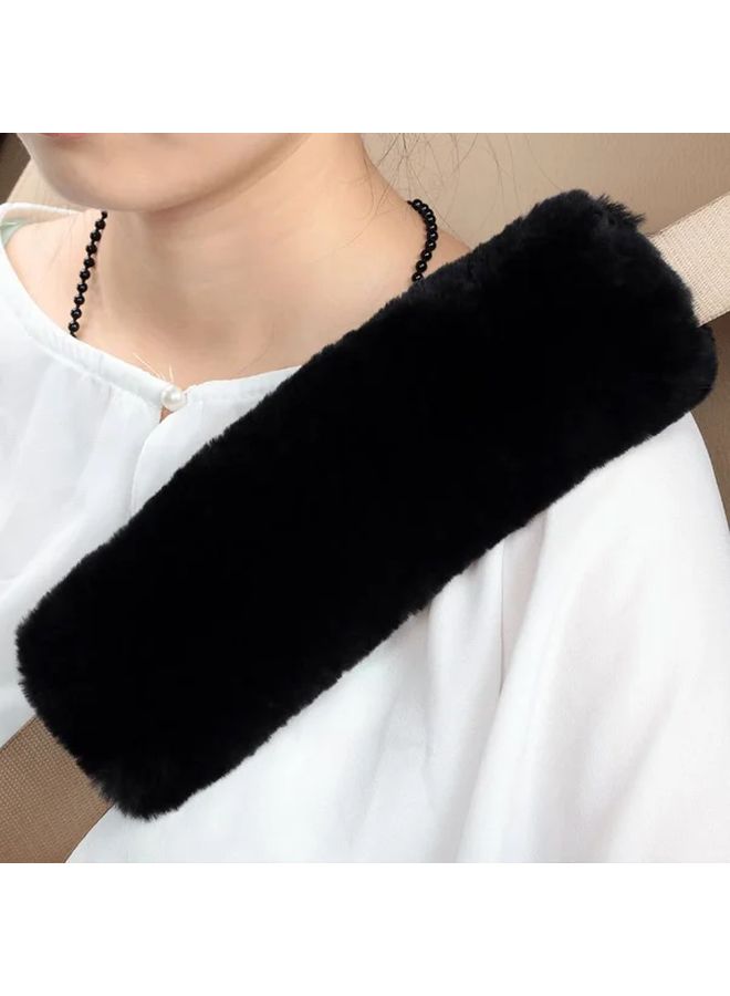Beige Universal Plush Faux Fur Car Seat Shoulder Cover Winter Car Accessories - Image 5