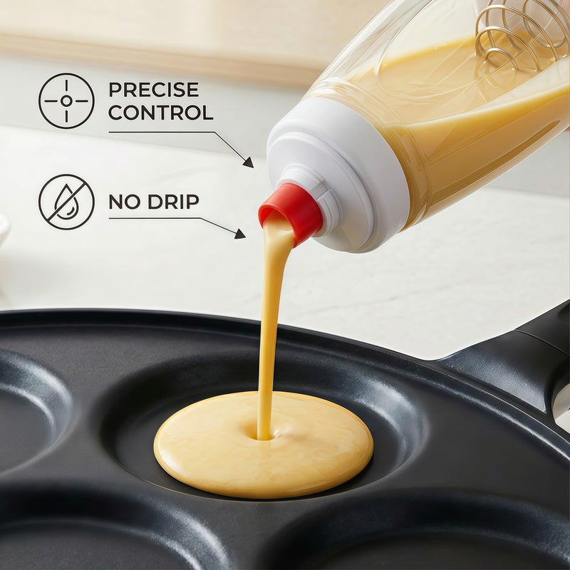 sykexonm 2PCS Pancake Batter Dispenser Bottle for Mixing and Pouring Perfect Batter Ideal for Pancakes Muffins Cupcakes and More Essential Mixer and Shaker Bottle for Kitchen Cooking and Baking - Image 5