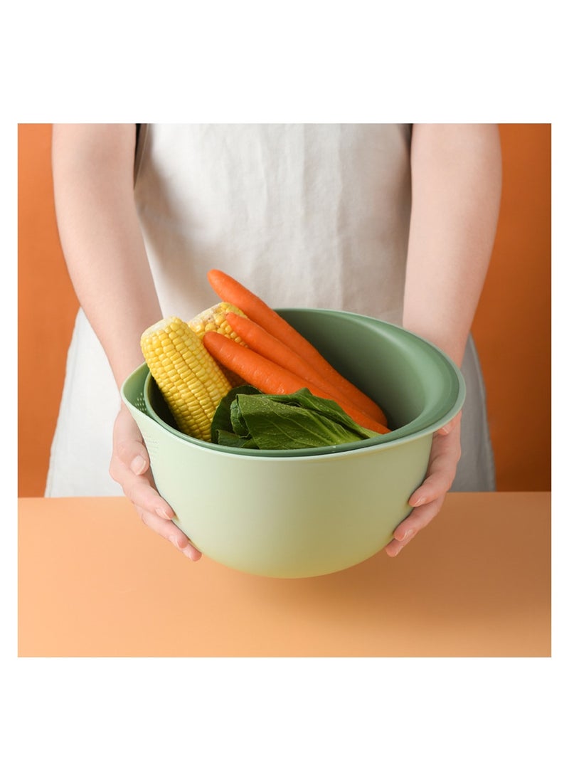 SYOSI - Kitchen Colander Set Strain Rice Quinoa and Small Grains Soak Wash and Drain Vegetables and Fruit Olive and Sage 4 Quart Bowl - Image 1