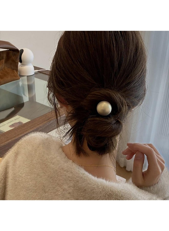 ايوبوك ربطات الشعر الفرنسية المرنة المصنوعة من اللؤلؤ: إكسسوارات الشعر للنساء، ربطات الشعر الذهبية والبيضاء للشعر الكثيف أو الرقيق - Image 4