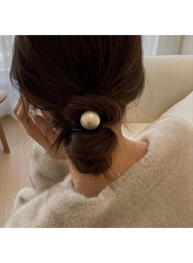 ايوبوك ربطات الشعر الفرنسية المرنة المصنوعة من اللؤلؤ: إكسسوارات الشعر للنساء، ربطات الشعر الذهبية والبيضاء للشعر الكثيف أو الرقيق - Image 3