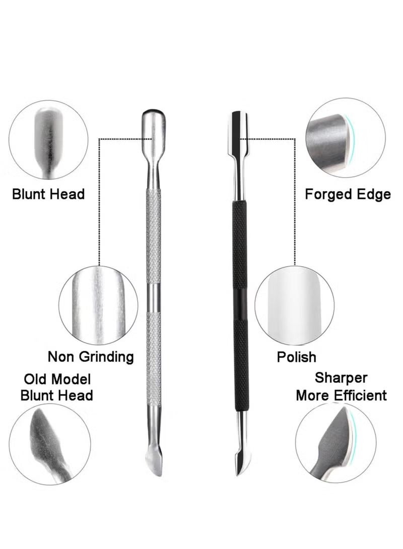 2 PCS Cuticle Trimmer with Cuticle Pusher, Cuticle Remover, Cuticle Nipper, Professional Stainless Steel Cuticle Cutter Clipper, Durable Pedicure Manicure Tools for Fingernails and Toenails (Black) - Image 5