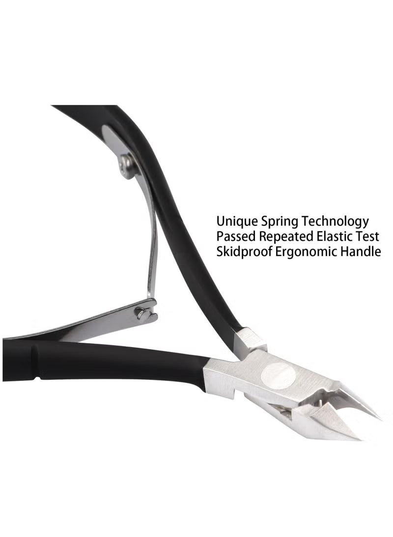 2 PCS Cuticle Trimmer with Cuticle Pusher, Cuticle Remover, Cuticle Nipper, Professional Stainless Steel Cuticle Cutter Clipper, Durable Pedicure Manicure Tools for Fingernails and Toenails (Black) - Image 4