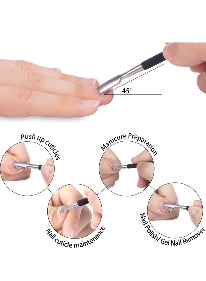 2 PCS Cuticle Trimmer with Cuticle Pusher, Cuticle Remover, Cuticle Nipper, Professional Stainless Steel Cuticle Cutter Clipper, Durable Pedicure Manicure Tools for Fingernails and Toenails (Black) - Image 2