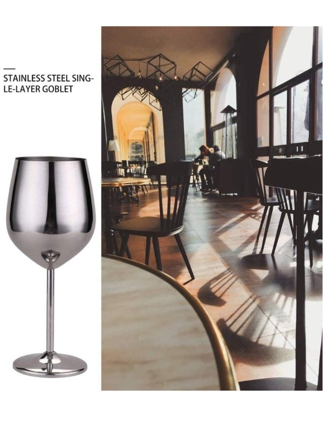 Drank Glass, Stainless Steel Metal Stemmed Drank Glasses Shatter Proof Glasses Unbreakable for Juice Drink Birthday Party Anniversary 2PCS (Silver) - Image 3