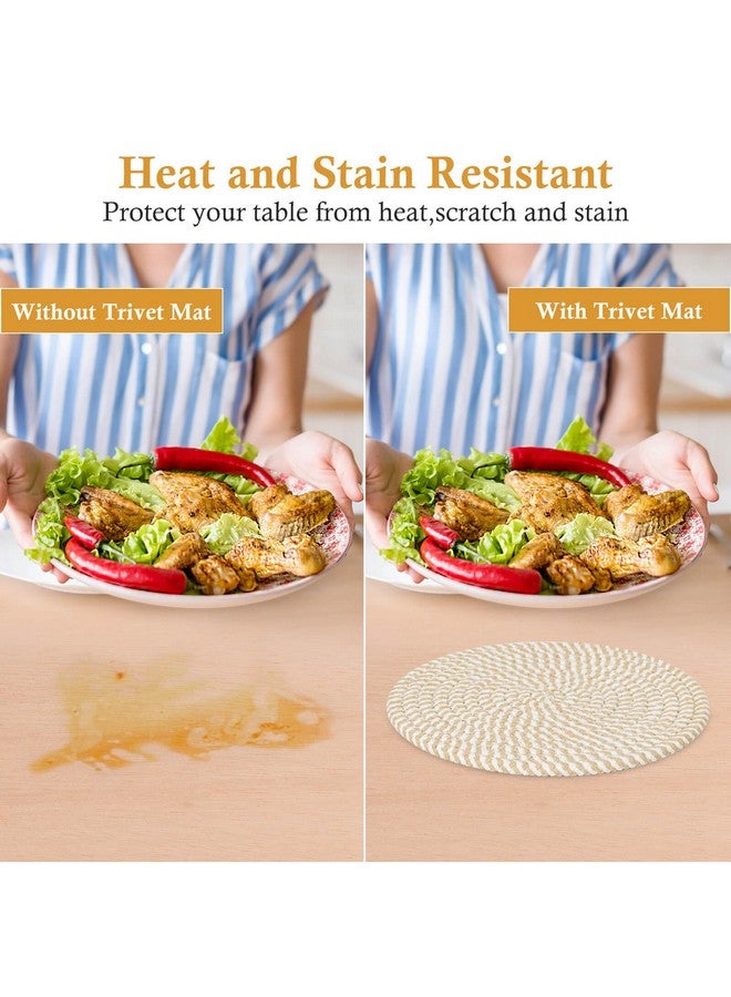 Billbotk Billbotk 8"" Trivets for Hot pots and Pans, 6 Heat Resistant Hot Pads, Pot Holders for Kitchen, Hot Plate Mats for Table, Kitchen Decor for Counter, Home Essentials, Farmhouse, Brown, WT-6-2  - Image 5