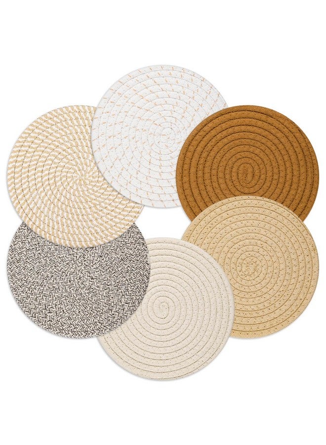 Billbotk Billbotk 8"" Trivets for Hot pots and Pans, 6 Heat Resistant Hot Pads, Pot Holders for Kitchen, Hot Plate Mats for Table, Kitchen Decor for Counter, Home Essentials, Farmhouse, Brown, WT-6-2  - Image 1