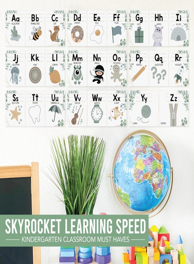 Hadley Designs Alphabet for Classroom Wall - ABC Letters and Numbers Posters for Preschool and Kindergarten - Alphabet Line for Classroom Decor and Homeschool - Greenery Theme - Image 3