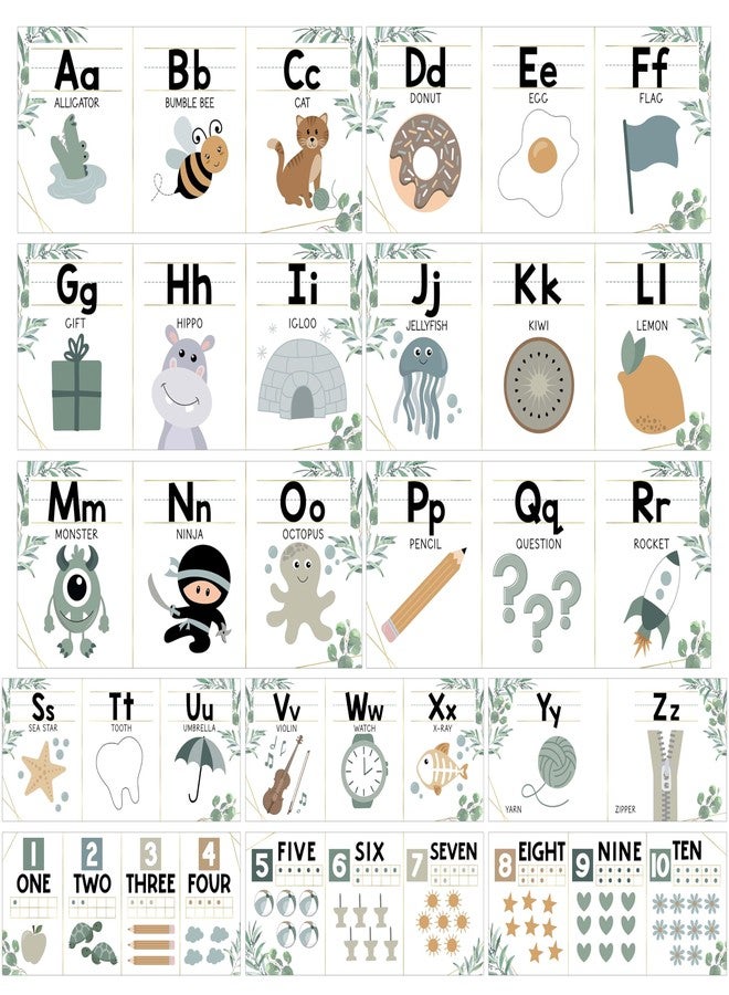 Hadley Designs Alphabet for Classroom Wall - ABC Letters and Numbers Posters for Preschool and Kindergarten - Alphabet Line for Classroom Decor and Homeschool - Greenery Theme - Image 1