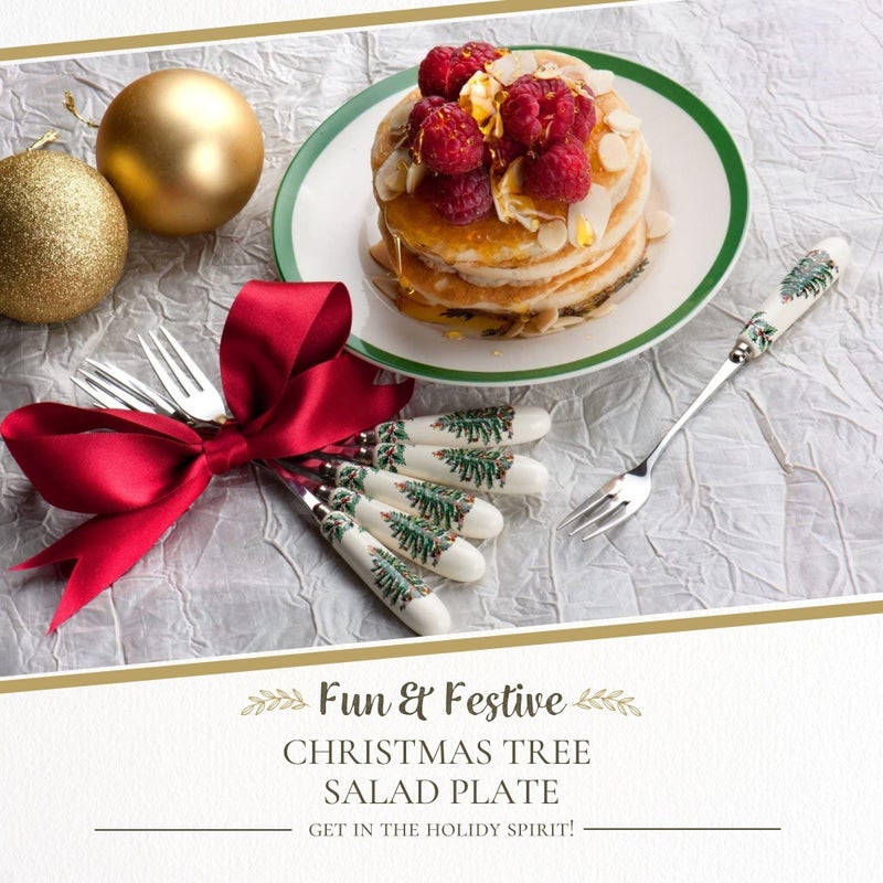 Spode 7.25" Salad Plate - Christmas Tree Design | Stoneware - Dishwasher, Microwave, Freezer Safe | Holiday Dinnerware DÃ©cor - Gifting Ideas, Gathering Serveware - Round Serving Dish - Image 2