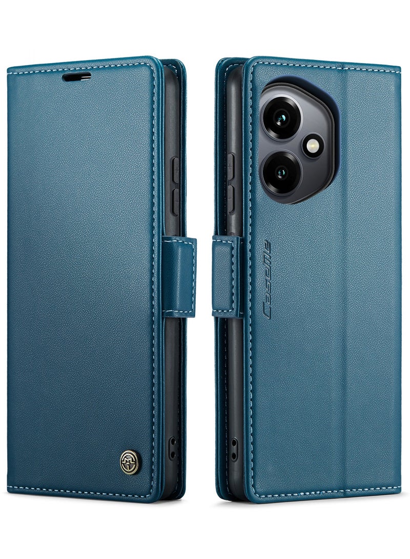 CaseMe Phone Case Luxury PU Leather Design Anti Fingerprint 023 Flip Cover Card Slot Holder Cover For Honor 400  (Blue) - Image 1