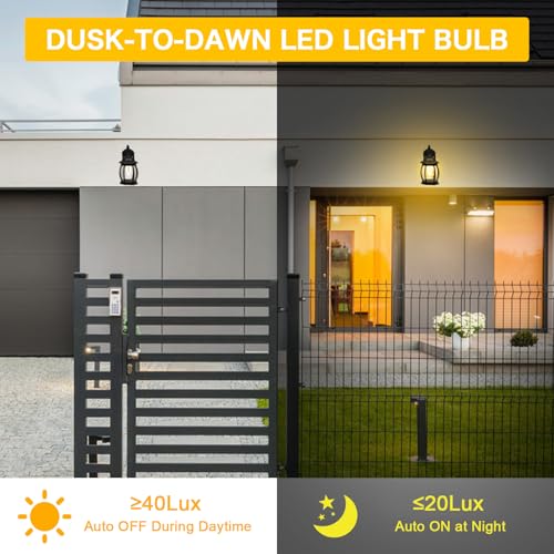 Ganiude E12 Dusk to Dawn Light Bulbs Outdoor, C35 B11 5W 60W Equivalent 500LM 2700K Warm White Photocell Sensor Filament Candelabra Bulbs, Auto ON/Off Edison Outdoor Bulbs for Garage, Porch, 6 Pack - Image 2