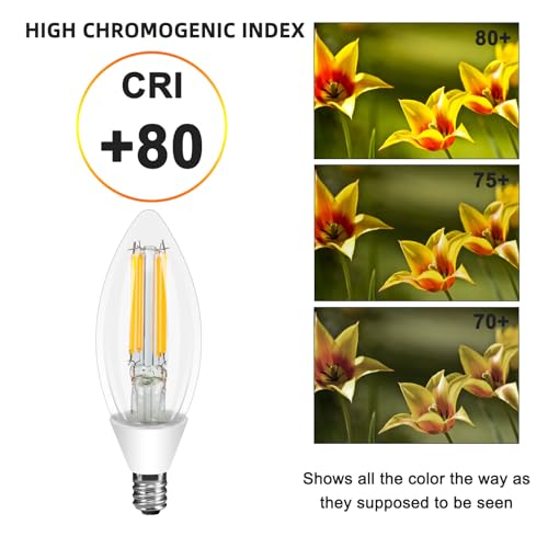 Ganiude E12 Dusk to Dawn Light Bulbs Outdoor, C35 B11 5W 60W Equivalent 500LM 2700K Warm White Photocell Sensor Filament Candelabra Bulbs, Auto ON/Off Edison Outdoor Bulbs for Garage, Porch, 6 Pack - Image 5