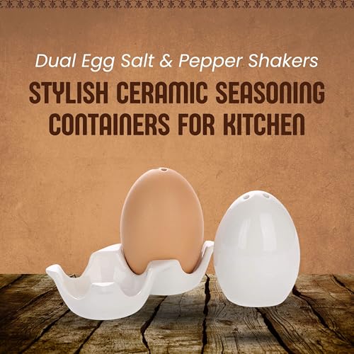 TAGROCK Ceramic Easter Egg Shaped Spices Salt/Pepper Shaker Seasoning Kitchen Decorative Dispensers (Brown & White Eggs) - Image 5