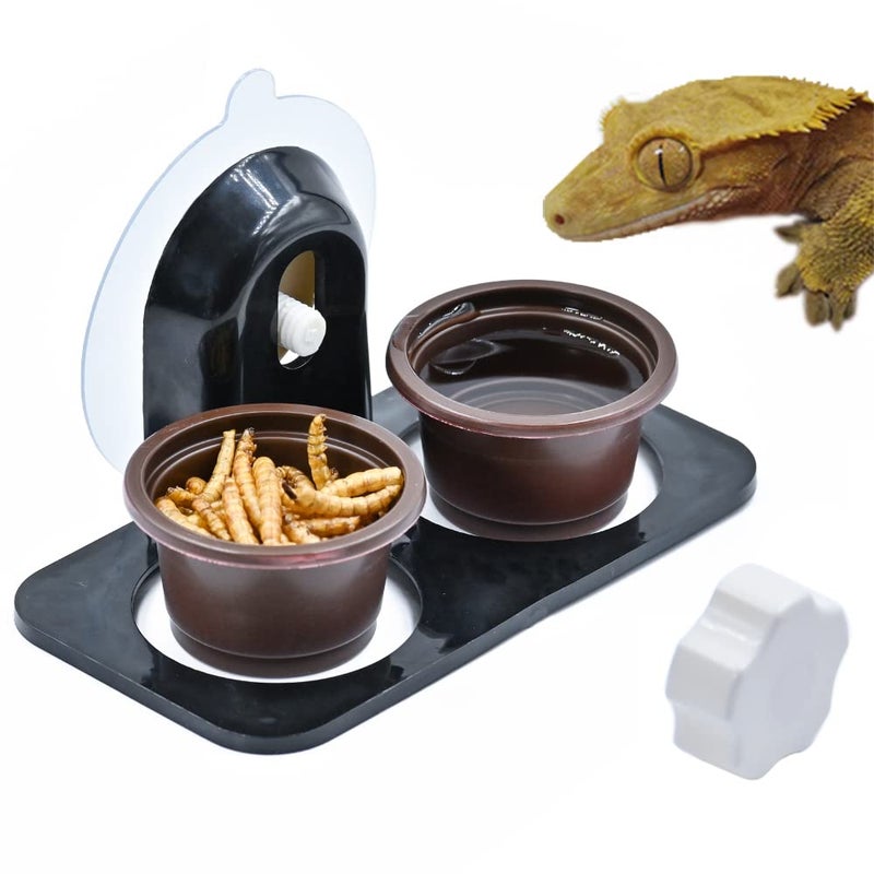 MRTIOO 100 Cups + Feeding Ledge Enhanced, Reptile Amphibian Food Bowls and Water Dish, for Crested Gecko Lizard Or Other Small Pet Feeder Ledge Accessories Supplies, with Sustainable Cups - Image 2