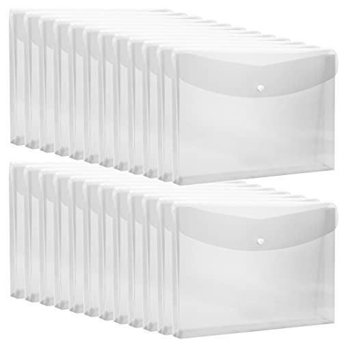 Anseal 24pcs Legal Size Clear Poly Floders, Plastic Envelopes with Snap Closure, Document Envelopes for School and Office Supplies, Expandable Waterproof Reusable - Image 1